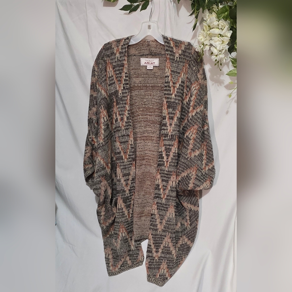 Ariat Women's Cardigan with Geometric Design - Black and Tan